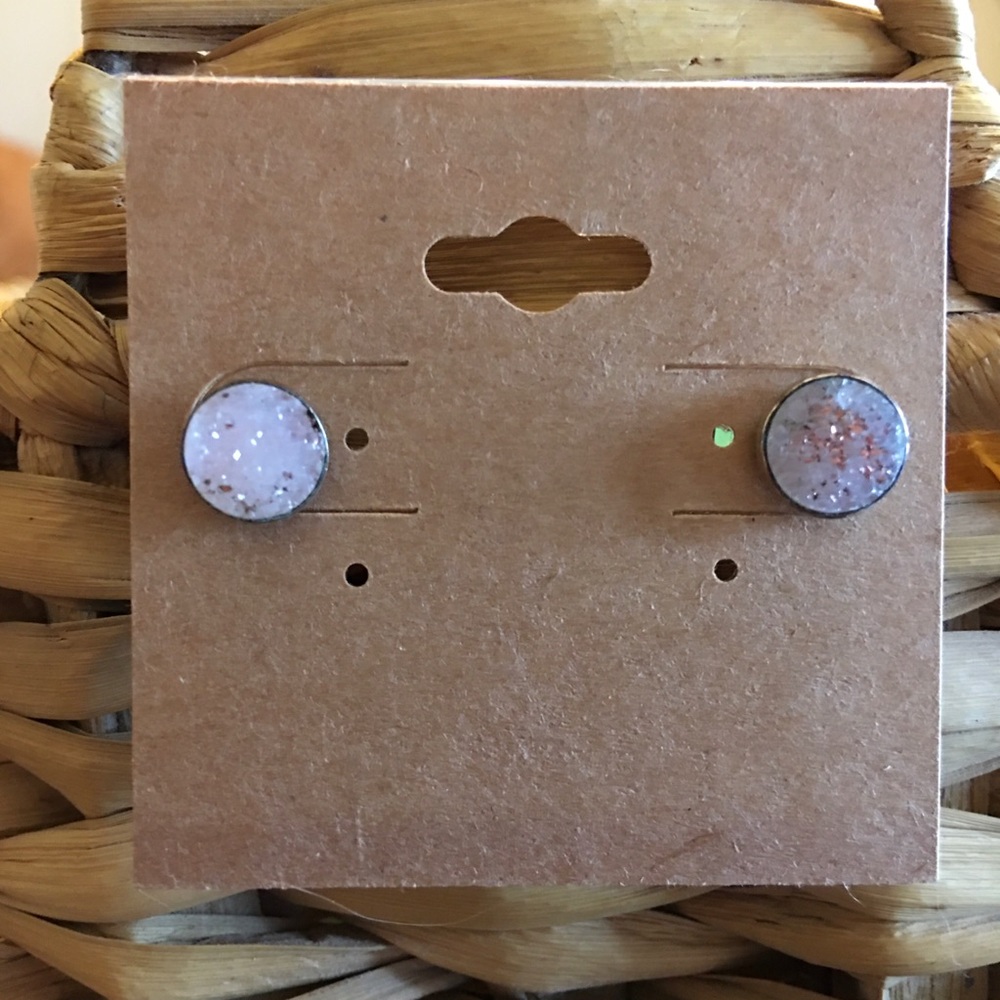 Vintage genuine drusy 925 sterling stud earrings